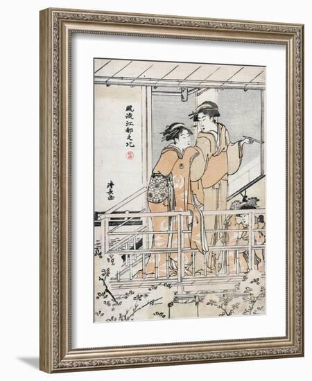 Viewing Cherry Blossoms-Torii Kiyonaga-Framed Giclee Print