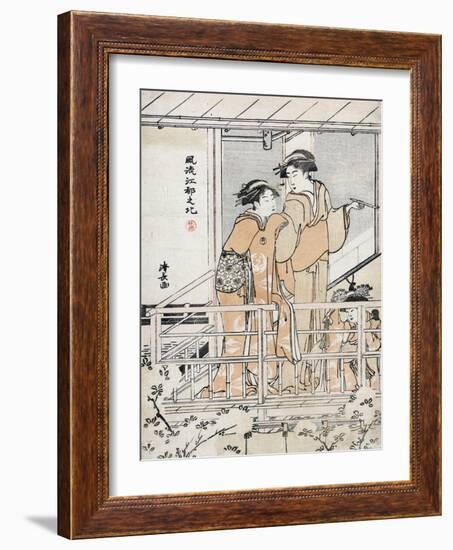 Viewing Cherry Blossoms-Torii Kiyonaga-Framed Giclee Print