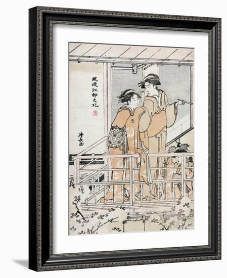 Viewing Cherry Blossoms-Torii Kiyonaga-Framed Giclee Print