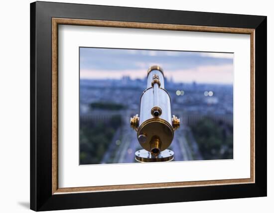 Viewing Telescope atop Eiffel Tower, Paris, France-Paul Souders-Framed Photographic Print