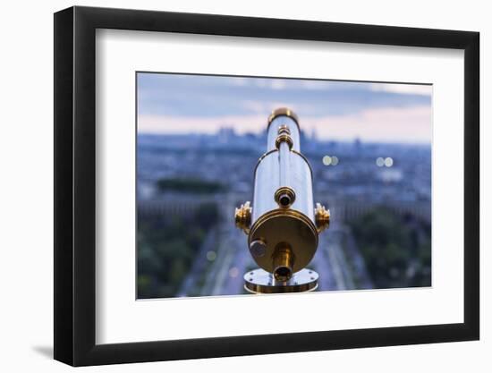 Viewing Telescope atop Eiffel Tower, Paris, France-Paul Souders-Framed Photographic Print