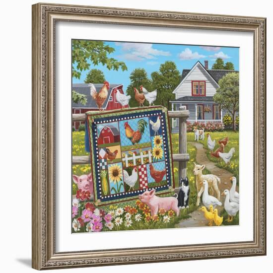 Viewing the Rooster Themed Quilt-William Vanderdasson-Framed Giclee Print