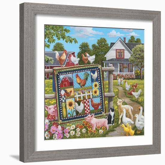 Viewing the Rooster Themed Quilt-William Vanderdasson-Framed Giclee Print