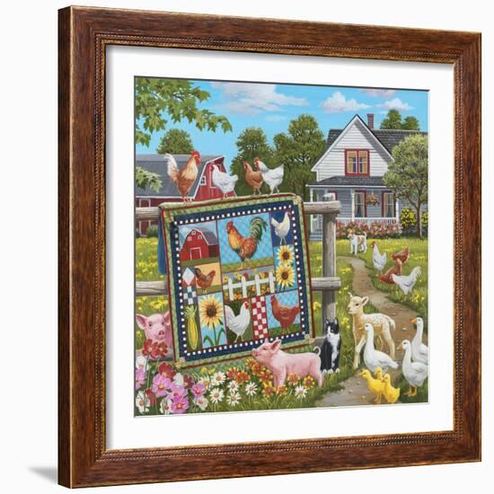 Viewing the Rooster Themed Quilt-William Vanderdasson-Framed Giclee Print