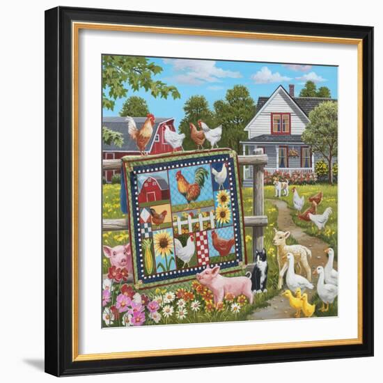 Viewing the Rooster Themed Quilt-William Vanderdasson-Framed Giclee Print