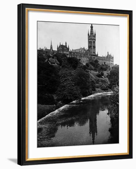 Views Glasgow University with the River Kelvin Flowing Alongside--Framed Photographic Print