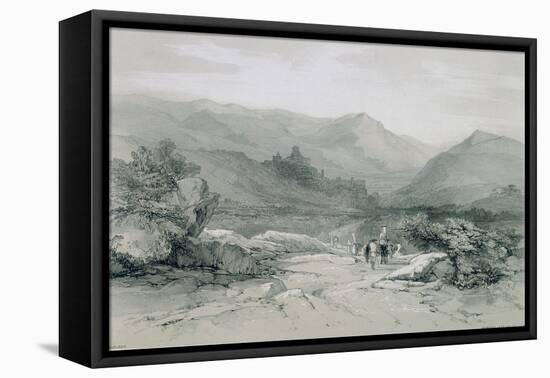 Views in Rome and its Environs': Town and Valley of Subiaco-Edward Lear-Framed Premier Image Canvas