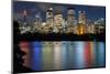 Views of Sydney city skyline after dark from Mrs Macquarie's Chair, Sydney, New South Wales, Austra-Andrew Michael-Mounted Photographic Print