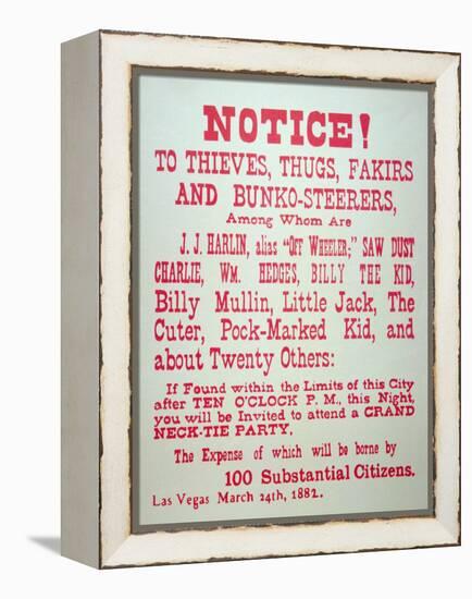 Vigilante Notice of 1882-American School-Framed Premier Image Canvas