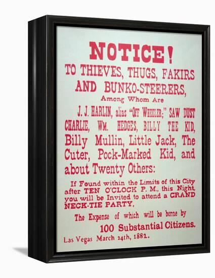 Vigilante Notice of 1882-American School-Framed Premier Image Canvas