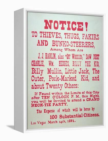 Vigilante Notice of 1882-American School-Framed Premier Image Canvas