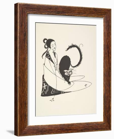 Vignette from Bon-Mots of Smith and Sheridan, 1893 - Le chat-Aubrey Beardsley-Framed Premium Giclee Print