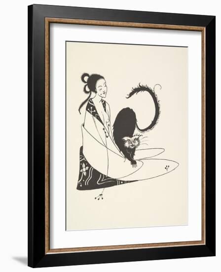 Vignette from Bon-Mots of Smith and Sheridan, 1893 - Le chat-Aubrey Beardsley-Framed Premium Giclee Print