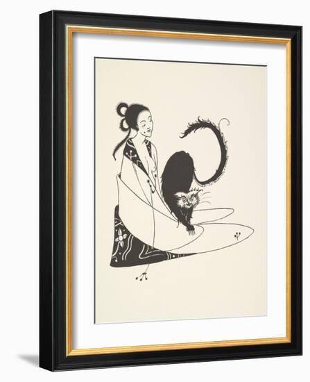 Vignette from Bon-Mots of Smith and Sheridan, 1893 - Le chat-Aubrey Beardsley-Framed Premium Giclee Print