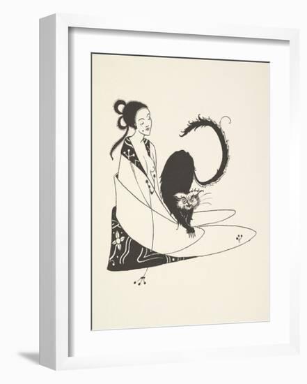 Vignette from Bon-Mots of Smith and Sheridan, 1893 - Le chat-Aubrey Beardsley-Framed Premium Giclee Print