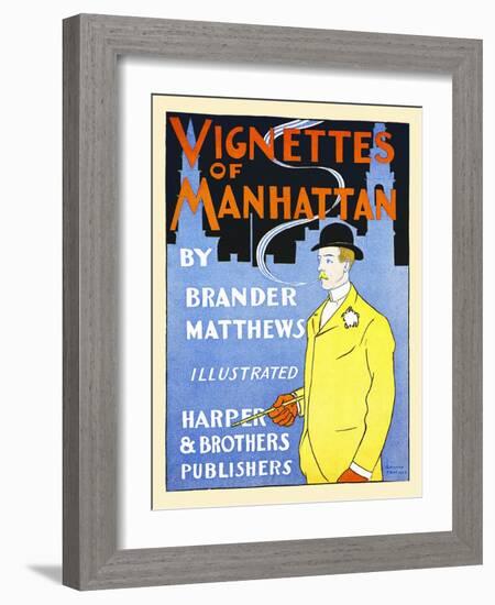 Vignettes Of Manhattan By Brander Matthews-Edward Penfield-Framed Art Print