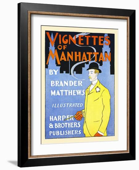 Vignettes Of Manhattan By Brander Matthews-Edward Penfield-Framed Art Print