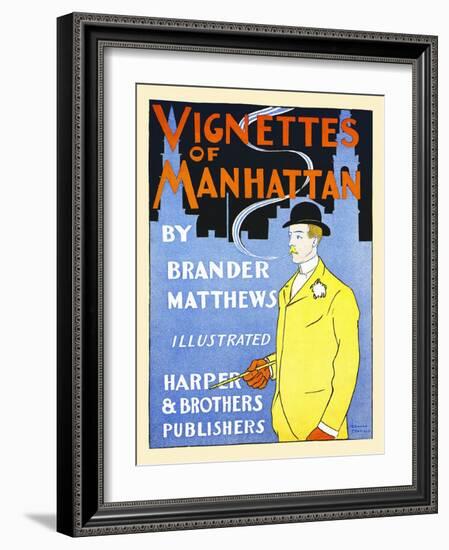 Vignettes Of Manhattan By Brander Matthews-Edward Penfield-Framed Art Print
