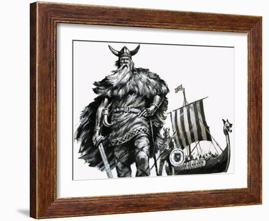 Viking and Longship-null-Framed Giclee Print