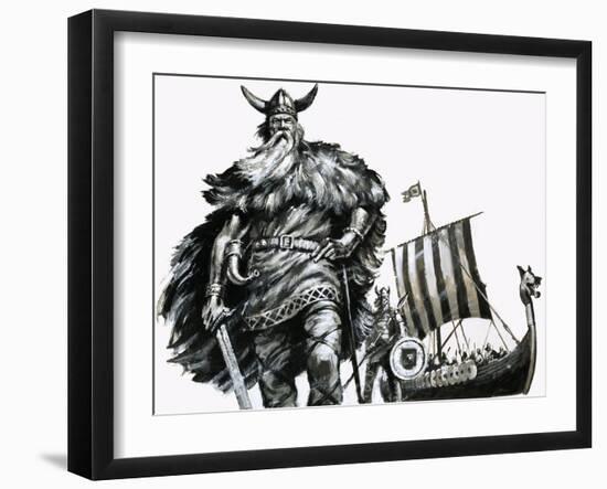 Viking and Longship-null-Framed Giclee Print