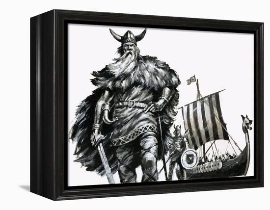 Viking and Longship-null-Framed Premier Image Canvas