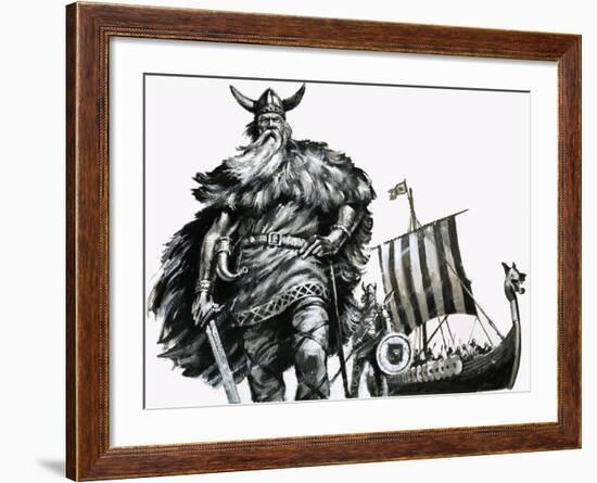 Viking and Longship-null-Framed Giclee Print