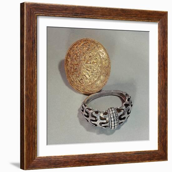 Viking Arm-ring and brooch, 10th Century-Werner Forman-Framed Giclee Print