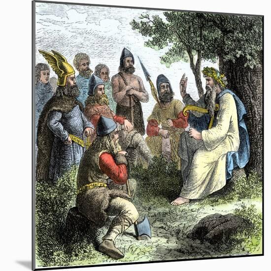 Viking Bard Singing of Heroic Legends to Northmen-null-Mounted Giclee Print