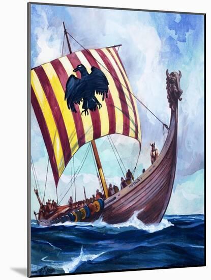 Viking Boat-null-Mounted Giclee Print