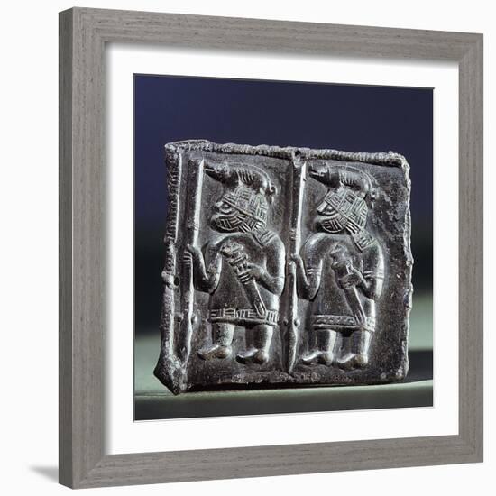 Viking bronze matrix used in the manufacture of helmet plaques, Uppland, Sweden, 7th century-Werner Forman-Framed Photographic Print