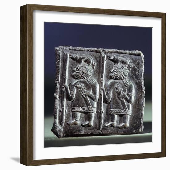 Viking bronze matrix used in the manufacture of helmet plaques, Uppland, Sweden, 7th century-Werner Forman-Framed Photographic Print