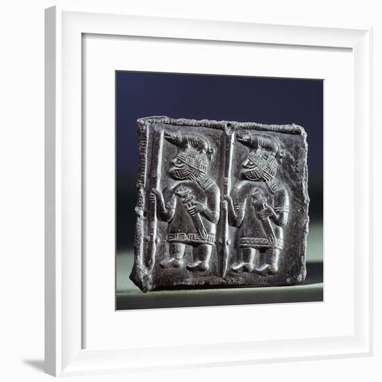 Viking bronze matrix used in the manufacture of helmet plaques, Uppland, Sweden, 7th century-Werner Forman-Framed Photographic Print