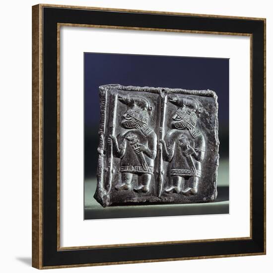 Viking bronze matrix used in the manufacture of helmet plaques, Uppland, Sweden, 7th century-Werner Forman-Framed Photographic Print
