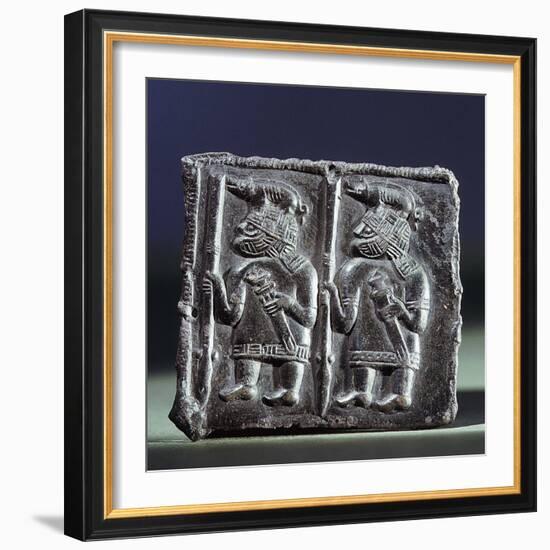 Viking bronze matrix used in the manufacture of helmet plaques, Uppland, Sweden, 7th century-Werner Forman-Framed Photographic Print