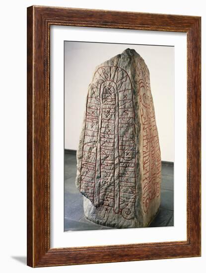 Viking Civilization, Runestone with Futhark Inscription-null-Framed Giclee Print