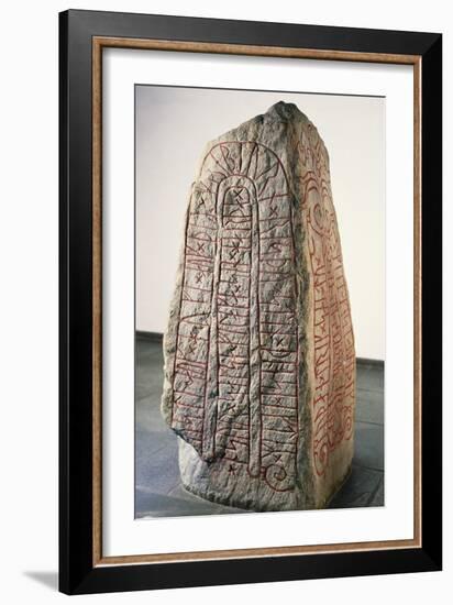 Viking Civilization, Runestone with Futhark Inscription-null-Framed Giclee Print