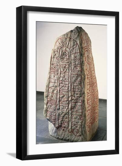 Viking Civilization, Runestone with Futhark Inscription--Framed Giclee Print