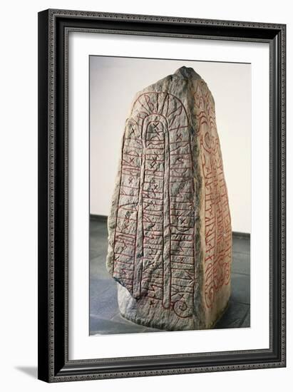 Viking Civilization, Runestone with Futhark Inscription-null-Framed Giclee Print
