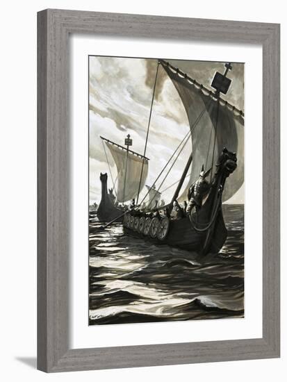 Viking Longboats-null-Framed Giclee Print