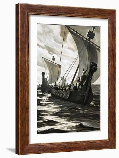 Viking Longboats-null-Framed Giclee Print