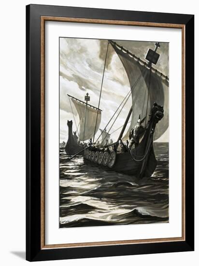 Viking Longboats-null-Framed Giclee Print