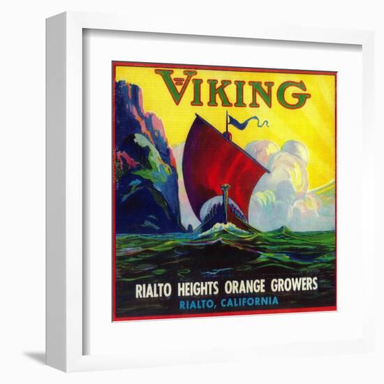 Viking Orange Label - Rialto, CA-Lantern Press-Framed Art Print