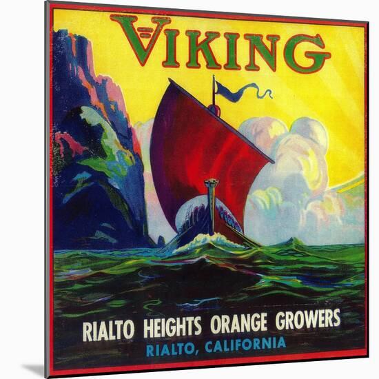 Viking Orange Label - Rialto, CA-Lantern Press-Mounted Art Print