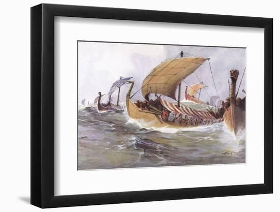 Viking Raiding Fleet Racing Across the North Sea-Albert Sebille-Framed Photographic Print