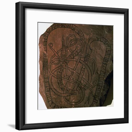 Viking runes on a gravestone. Artist: Unknown-Unknown-Framed Giclee Print