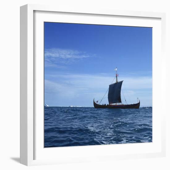 Viking Ship, Gaia, Replica of the Gokstad, Greenland, Polar Regions-David Lomax-Framed Photographic Print