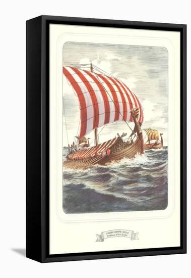 Viking Ship with Striped Sail-null-Framed Stretched Canvas