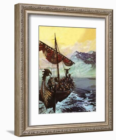 Viking Ship-English School-Framed Giclee Print