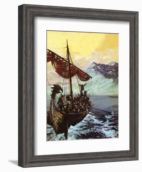 Viking Ship-English School-Framed Giclee Print