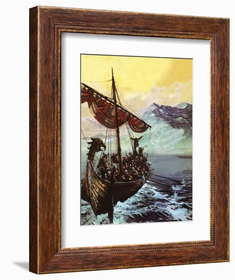 Viking Ship-English School-Framed Giclee Print